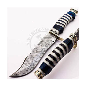 Cuchillo Bowie de Acero de Damasco Hecho a Mano de Primera Calidad con Mango de Hueso de Camello, Cuchillo de Camping, Cuchillo de Caza, Cuchillo de Supervivencia de Hoja Fija Afilada - Product Image 4