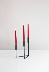 Modern <b>Black</b> Metal <b>Candle</b> Stand with Three Taper <b>Candles</b> for Home Decoration Durable Design Handmade for Home Hotel Restaurant - Product Image 2