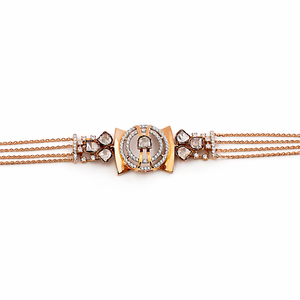 18ct Gold Rose Gold Tone <b>Crystal</b> Geometric Statement <b>Bracelet</b> for Women Luxury Multi Layer Chain Jewelry Wedding Party Gift - Product Image 3