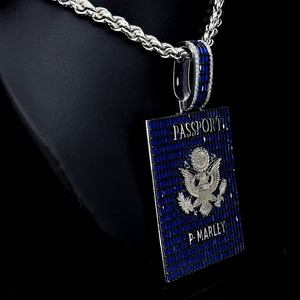 Nuevo Diseño VVS Baguette, Colgante Personalizado con Forma de Pasaporte, Plata de Ley 925, Estilo Hiphop, Brillante, con Moissanita, Fabricante OEM ODM - Product Image 2