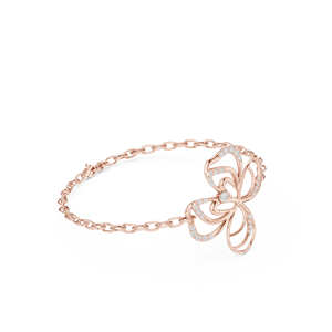 Bracelet ajouré floral en or rose massif 9K 10K 14K 18K avec diamants CVD de laboratoire DEF – Chaînes et bracelets à maillons tendance pour femme - Product Image 4