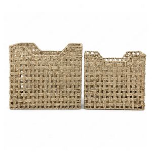 <b>Rectangular</b> Seagrass Eco-Friendly Rustic Storage <b>Baskets</b> Open Weave File Magazine Holder Bin Living Room Dcor Household - Product Image 4