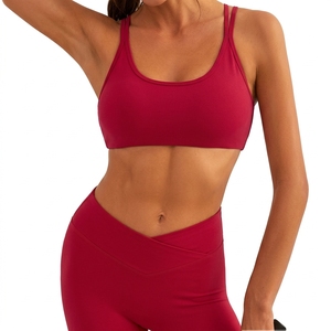 Women <b>Racerback</b> Sports <b>Bra</b> Medium Support Padded Quick Dry Gym Fitness Training Custom Logo Activewear Supplier - Product Image 2