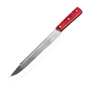 Ensemble de 4 couteaux de boucher en acier inoxydable avec manches en bois rouge, violet et vert, couteaux de cuisine robustes pour couper la viande - Product Image 4