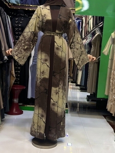 Wholesale Umbrella Abaya Stone Work Handmade Sequined Arabic Dubai Style Full Flare Nida Fabric Evening Party Dress - Product Image 4