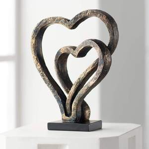Modern Interlocking Hearts Sculpture in Bronze Finished Love Symbol Art Piece - Product Image 2