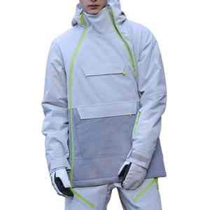 Chaqueta de esquí para hombre con capucha, para deportes al aire libre, gruesa, con faldón para nieve, impermeable, transpirable, con cierre de cremallera y a prueba de viento - Product Image 5