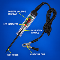Testeur de tension numérique automobile 3V-48V avec écran LED, sonde longue et pince de masse pour réparation de camions