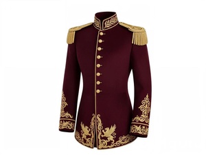Costume de smoking bordeaux pour homme avec broderie dorée, col mandarin, simple boutonnage, style britannique, tenue de cérémonie - Product Image 1