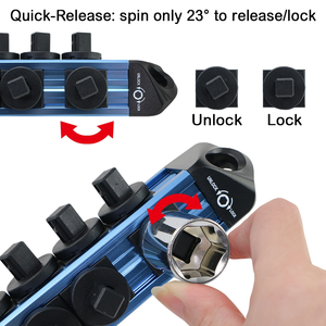 Juego de Rieles Magnéticos de Aluminio de 20 Piezas con Soporte para Llaves de Vaso de Liberación Rápida de 3/8" y 1/2" OEM ODM Industrial DIY - Product Image 3