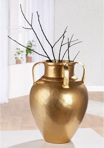 Jarrones Modernos Bloom en Dorado y Bronce Negro con Asas, Macetas Decorativas de Metal para Diseño de Interiores del Hogar, 34 cm de Altura - Product Image 4