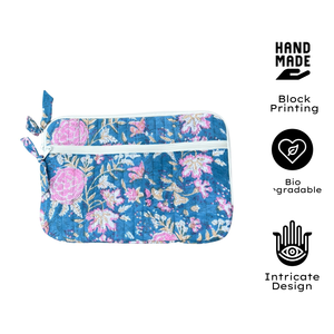 Funda para Portátil de Algodón Hecha a Mano en Jaipur, con Bolsillos con Cremallera, Diseño Floral Acolchado Estampado, Suave, Protectora, Ecológica y Portátil - Product Image 3