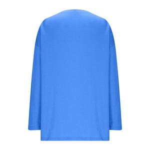 เสื้อผู้หญิงวัยรุ่น ไซส์พลัส คอกลม แขนยาว ลำลอง สีพื้น ทรงหลวม ผ้าโพลีเอสเตอร์ทอ 100% - Product Image 2