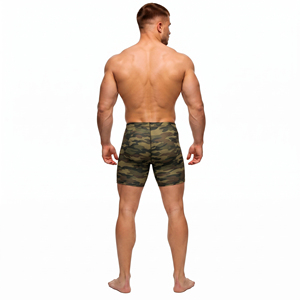 Shorts de compression camouflage OEM pour hommes, taille basse élastique, shorts de yoga, vêtements de sport, collants courts tricotés, shorts d'entraînement ajustés pour hommes - Product Image 2