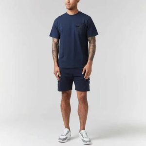 Ensemble deux pièces pour homme, vintage, écologique, élégant, séchage rapide, short décontracté d'été, manches courtes, vêtements de sport tricotés - Product Image 1