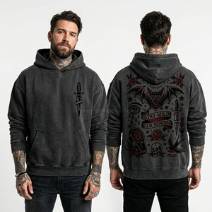 เสื้อฮู้ดซิปเต็มตัวแบบกำหนดเองสำหรับผู้ชาย เสื้อฮู้ดวินเทจแบบซักล้างทรงโอเวอร์ไซส์ ลายกราฟิกคุณภาพสูง ผู้ผลิตเสื้อผ้าสตรีทแวร์ขายส่ง - Product Image 5