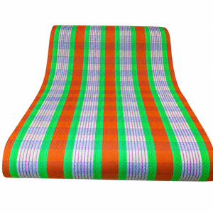 Rouleau de tissu en bâche tissée 100 % nylon recyclé, enduit de PVC antibactérien, motif rayé coloré, textile écologique pour sacs - Product Image 1
