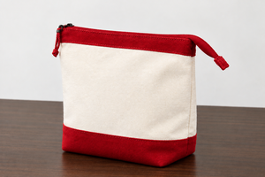 Eco Friendly Handmade Cotton Canvas <b>Mini</b> Cute Coin Purse Cosmetic <b>Pouch</b> Zipper Makeup Storage Organizer Bag Red White - Product Image 1