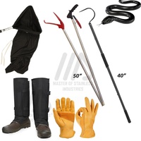 Kit complet d'outils pour reptiles, protège-jambes résistant aux morsures de serpent, pinces, crochet de capture de serpent, kit professionnel de manipulation des reptiles, gants, sac
