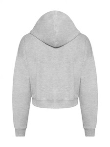 Hoodie court doublé pour femme, en tissu doux et confortable avec face en coton et dos en polaire brossée, épaules tombantes, coupe décontractée, manches longues - Product Image 4