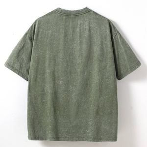 Vintage Washed 100% Cotton Casual Short Sleeve Men's Knitted Summer <b>Shirt</b> Solid Color Breathable <b>Collarless</b> Eco-Friendly Anti-UV - Product Image 1