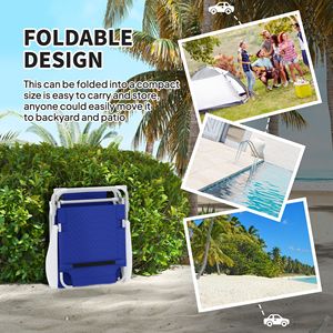 Blue Folding <b>Zero</b> <b>Gravity</b> <b>Chair</b> Outdoor Sun Tanning Lounge with 4 Position Reclining Back Armrests and Removable Pillow - Product Image 6