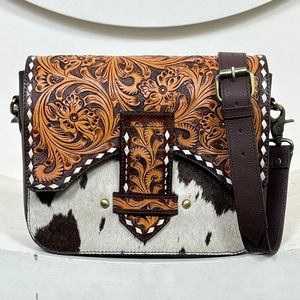 Customized High Quality Luxury Hand Tooled Cowhide Leather Shoulder <b>Bag</b> for Women's with Unique Design Ladies <b>Crossbody</b> <b>Bags</b> - Product Image 4