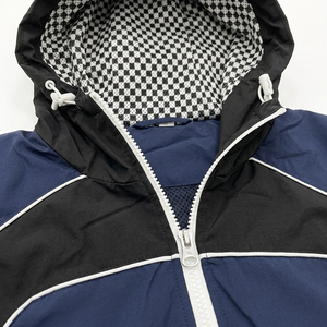 Ensemble de survêtement unisexe bleu et noir à blocs de couleur, avec capuche, fermeture éclair, manches longues, pantalon de sport athlétique avec poches latérales, idéal pour l'automne - Product Image 4