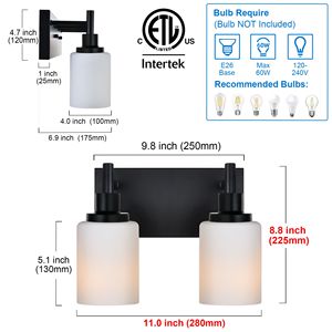 Modern Kitchen Bathroom <b>Light</b> Fixtures Black Wall <b>Sconce</b> with Milky White Glass Shade Vanity <b>Lights</b> for Modern Bathroom Vanities - Product Image 5