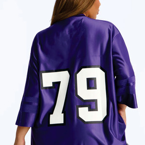 Maillot de football américain en maille personnalisable violet, col en V, coupe ajustée, uniforme de football, commande en gros OEM - Product Image 2