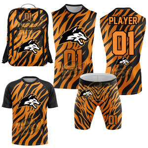 Custom Sublimated Tiger Stripe Sports Kit Set <b>Backpack</b> Player 01 Orange Black Unisex Athletic Wear Spandex/Polyester Breathable - Product Image 1