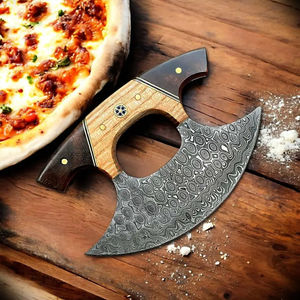 Cuchillo Ullu Burraq Hecho a Mano con Acero de Damasco, Mango de Madera, Cortador de Pizza, Funda de Cuero, Ambidiestro, Ecológico - Product Image 3