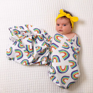 Cotton <b>Swaddle</b> <b>Blanket</b> With Rainbow Pattern Wearable Soft Baby Wrap For <b>Newborns</b> <b>Swaddle</b> <b>Blanket</b> - Product Image 5