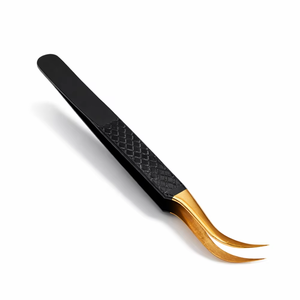 Pinzas de Precisión para Extensión de Pestañas, Color Negro Dorado, Curvadas, para Volumen, Agarre Fácil, Profesionales - Product Image 3