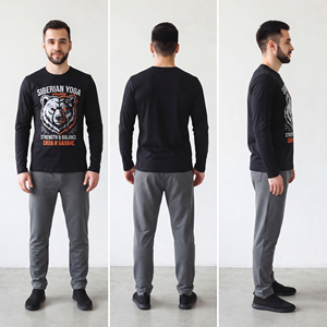 T-shirt de yoga à manches longues imprimé par sublimation pour homme, coupe ajustée, 100 % polyester, séchage rapide, haut de fitness, t-shirt à col rond pour homme - Product Image 5