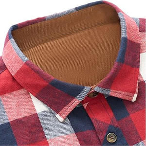Chemise en flanelle à carreaux Buffalo pour homme, manches longues, col contrastant, poche poitrine à rabat unique, rouge et blanc, vente en gros, ODM - Product Image 4