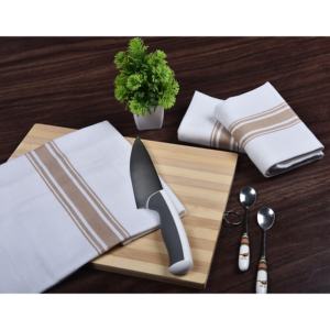 Serviette de cuisine à rayures à chevrons en coton 100% Premium Confort doux Absorption élevée Serviette de nettoyage multi-usages à séchage rapide Beige - Product Image 1