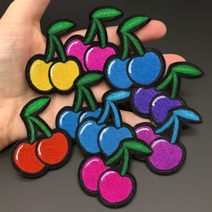 Cute <b>Cherry</b> Iron-On Patches Mini Embroidered Fruit Appliques Each for DIY Clothes T-Shirts & Dresses - Product Image 3
