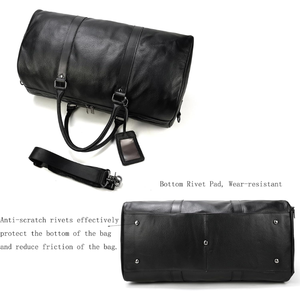 Large Capacity Leather Travel Duffel <b>Bag</b>, <b>Weekender</b> <b>Bag</b> <b>with</b> <b>Shoe</b> <b>Compartment</b>, Unisex Shoulder Handbag for Business Travel - Product Image 2