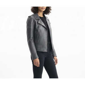 Veste en cuir noire à manches longues pour femme Leathertex LMB avec détection par aiguille pour - Product Image 2
