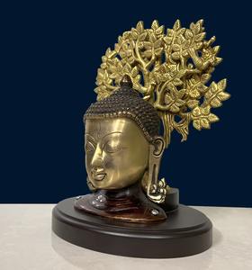 Estatua de Buda de Latón Hecha a Mano de Primera Calidad con Árbol en la Base, Decoración para Templos Hindúes y Hogar, Hecho en Rajastán - Product Image 2