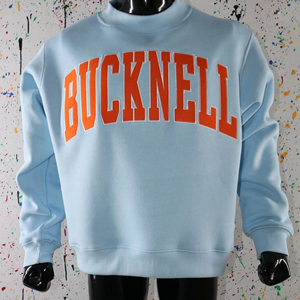 Sweat-shirt à col montant BUCKNELL SKY BLUE 100% coton avec broderie appliquée ORANGE, col large, URBAN PRODUCTIONS - Product Image 1