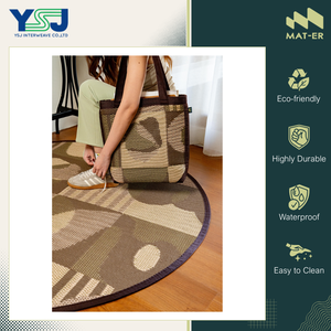 Tapis rond d'extérieur de qualité supérieure, design classique, imperméable, motif tapis, 100% polypropylène, prix d'usine - Product Image 3