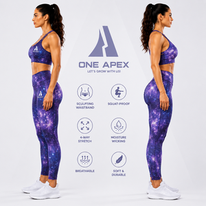 Ensemble de yoga pour femme imprimé Galaxy : Leggings taille haute et brassière de sport dos croisé – Tenue de fitness - Product Image 3