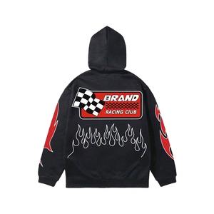 Sweat à capuche unisexe surdimensionné sans doublure, imprimé sérigraphié, design personnalisé, style streetwear, fermeture éclair, hiver, 100% coton molletonné tricoté - Product Image 2