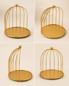Gold Metal Birdcage Ornament Round Tabletop Decor Modern Home Centerpiece Polished Finish - Product Image 4