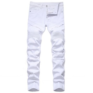 Jeans Skinny Blancs pour Hommes, Tailles 29-42, Nouveau Modèle Slim Fit, Tendance Moto, Jeans Droits en Denim - Product Image 1