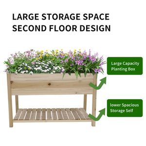 Wooden Elevated Garden Bed <b>Planter</b> <b>Box</b> with Storage Shelf for Vegetable Growing Flower/Herb/Backyard/Patio Shed & Storage - Product Image 4