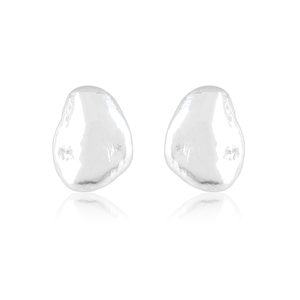 Boucles d'oreilles clous en argent sterling 925, design minimaliste en forme de galet, unisexe, cadeau de fête, à porter au quotidien - Product Image 1