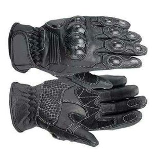 Gants de moto en cuir noir pour hommes avec protection rigide des articulations, équipement de course et de conduite - Product Image 6